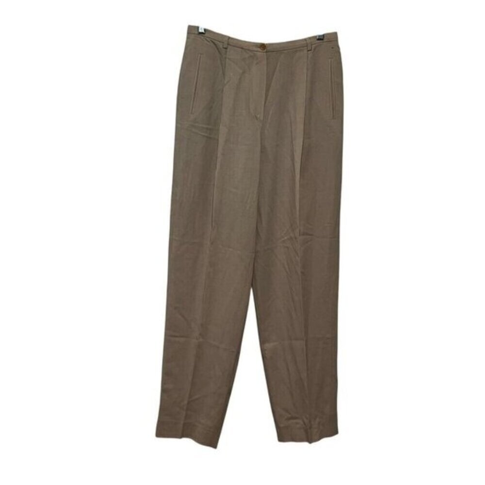 Giorgio Armani Le collezioni Beige Wool Straight-Leg Women's Trousers Size 10